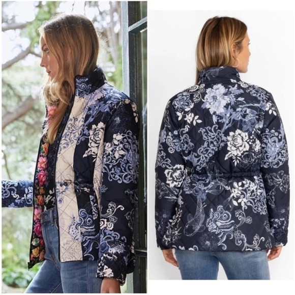 Johnny Was Neutra Reversible Floral Parka Puffer Jacket - Picture 4 of 11